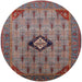 Round Mid-Century Modern Rosy Brown Pink Oriental Rug, urb2379