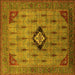 Square Machine Washable Oriental Yellow Industrial Rug, wshurb2379yw