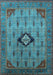 Machine Washable Oriental Light Blue Industrial Rug, wshurb2379lblu