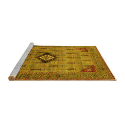 Sideview of Machine Washable Oriental Yellow Industrial Rug, wshurb2379yw
