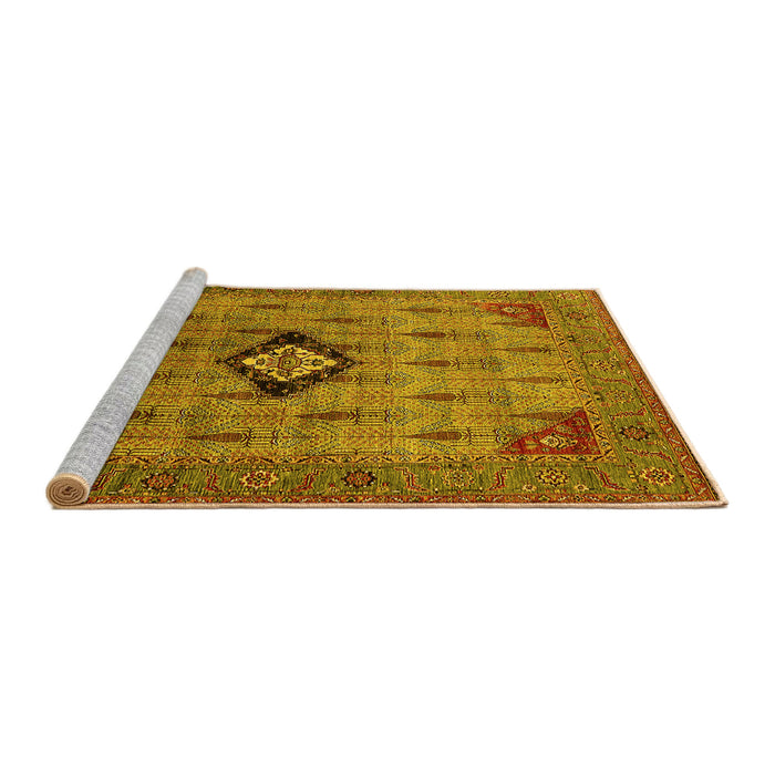 Sideview of Machine Washable Oriental Yellow Industrial Rug, wshurb2379yw