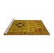 Sideview of Machine Washable Oriental Yellow Industrial Rug, wshurb2379yw