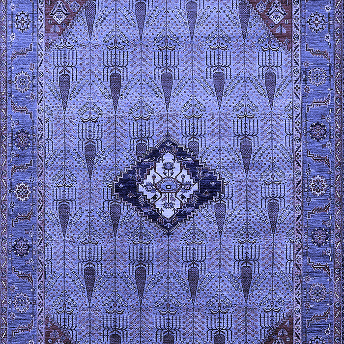 Machine Washable Oriental Blue Industrial Rug, wshurb2379blu