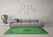 Machine Washable Oriental Emerald Green Industrial Area Rugs in a Living Room,, wshurb2379emgrn