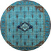 Round Oriental Light Blue Industrial Rug, urb2379lblu