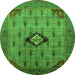 Round Oriental Green Industrial Rug, urb2379grn