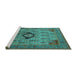 Sideview of Machine Washable Oriental Turquoise Industrial Area Rugs, wshurb2379turq