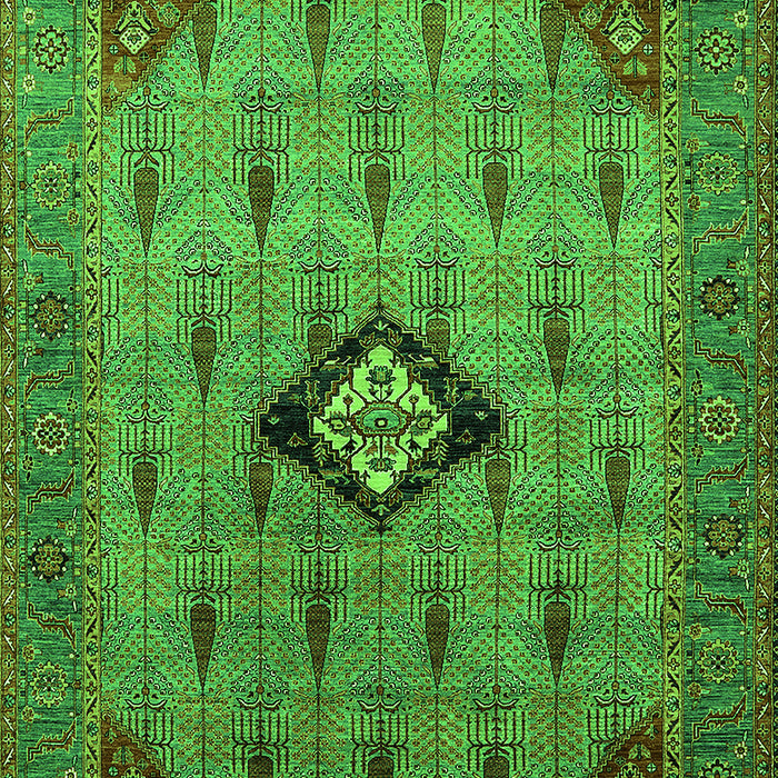 Machine Washable Oriental Green Industrial Area Rugs, wshurb2379grn