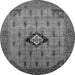 Round Oriental Gray Industrial Rug, urb2379gry