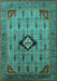 Machine Washable Oriental Turquoise Industrial Area Rugs, wshurb2379turq