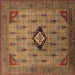 Square Machine Washable Oriental Brown Industrial Rug, wshurb2379brn