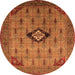 Round Oriental Orange Industrial Rug, urb2379org