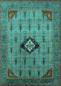 Oriental Turquoise Industrial Rug, urb2379turq