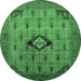 Round Oriental Emerald Green Industrial Rug, urb2379emgrn