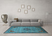 Machine Washable Oriental Light Blue Industrial Rug in a Living Room, wshurb2379lblu