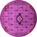 Round Machine Washable Oriental Pink Industrial Rug, wshurb2379pnk