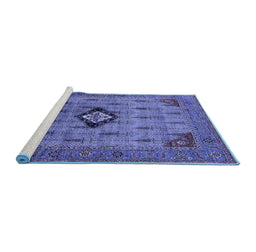 Sideview of Machine Washable Oriental Blue Industrial Rug, wshurb2379blu