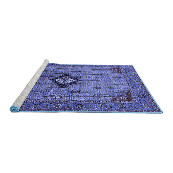 Sideview of Machine Washable Oriental Blue Industrial Rug, wshurb2379blu