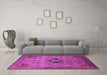 Machine Washable Oriental Pink Industrial Rug in a Living Room, wshurb2379pnk