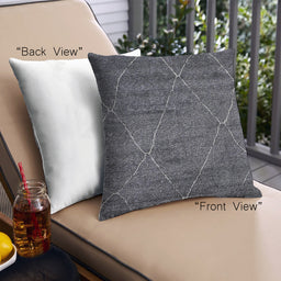 Front View of Mid-Century Modern Urban Square Charcoal Black Throw Pillow, 18 inch by 18 inch, pwurb237