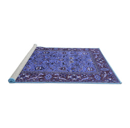 Sideview of Machine Washable Oriental Blue Industrial Rug, wshurb2380blu