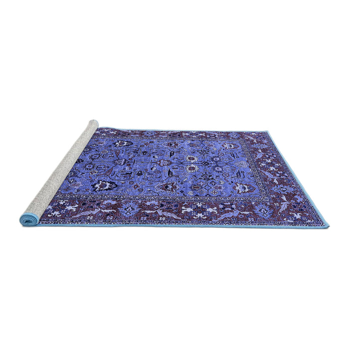 Sideview of Machine Washable Oriental Blue Industrial Rug, wshurb2380blu