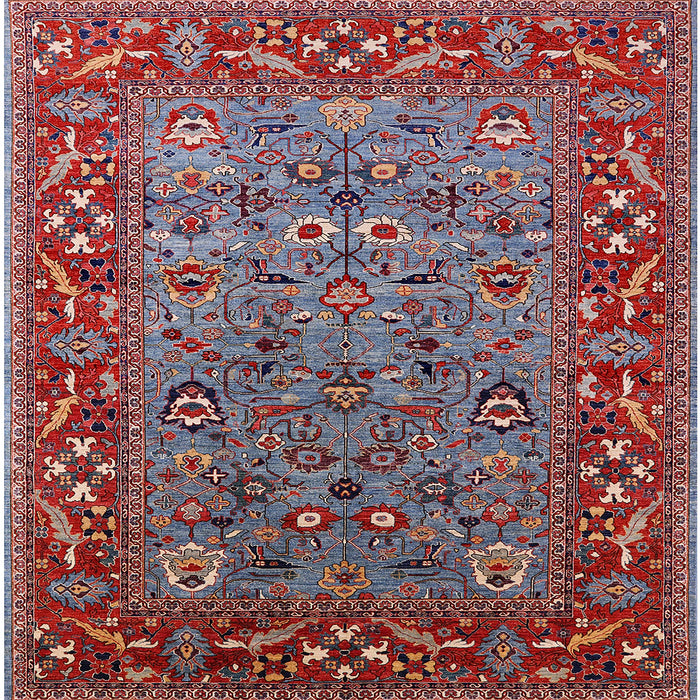 Square Mid-Century Modern Gunmetal Gray Oriental Rug, urb2380