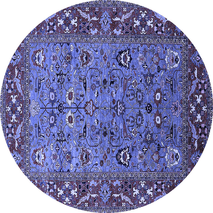 Round Oriental Blue Industrial Rug, urb2380blu