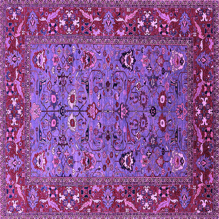 Square Machine Washable Oriental Purple Industrial Area Rugs, wshurb2380pur