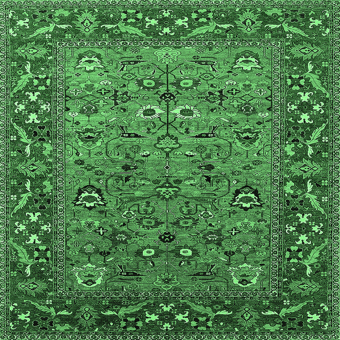 Square Machine Washable Oriental Emerald Green Industrial Area Rugs, wshurb2380emgrn