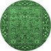 Round Oriental Emerald Green Industrial Rug, urb2380emgrn