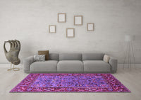 Machine Washable Oriental Purple Industrial Rug, wshurb2380pur