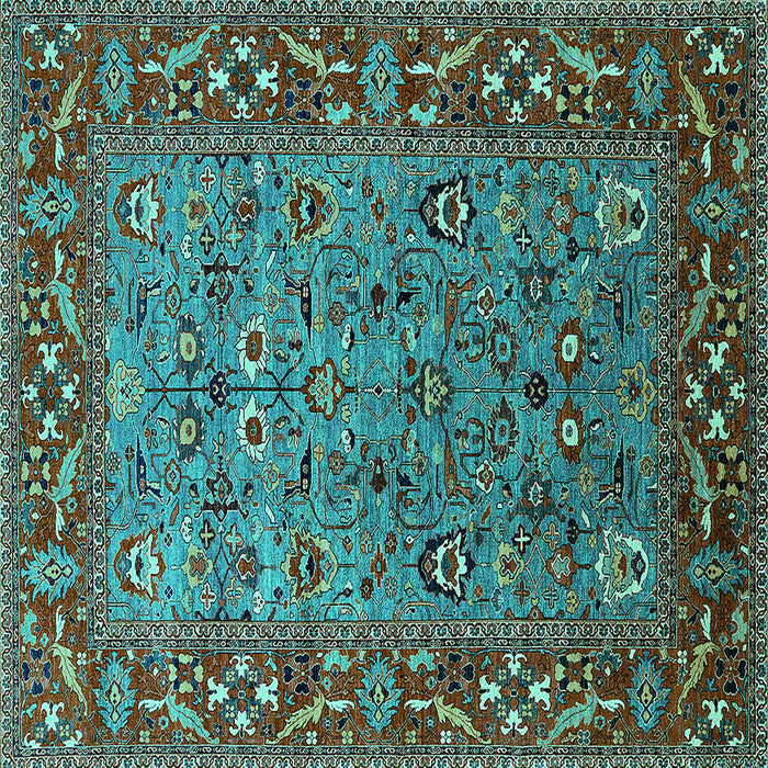 Square Oriental Turquoise Industrial Rug, urb2380turq