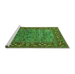 Sideview of Machine Washable Oriental Green Industrial Area Rugs, wshurb2380grn
