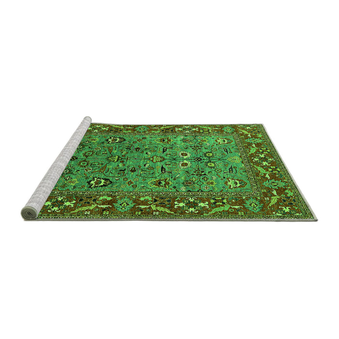 Sideview of Machine Washable Oriental Green Industrial Area Rugs, wshurb2380grn