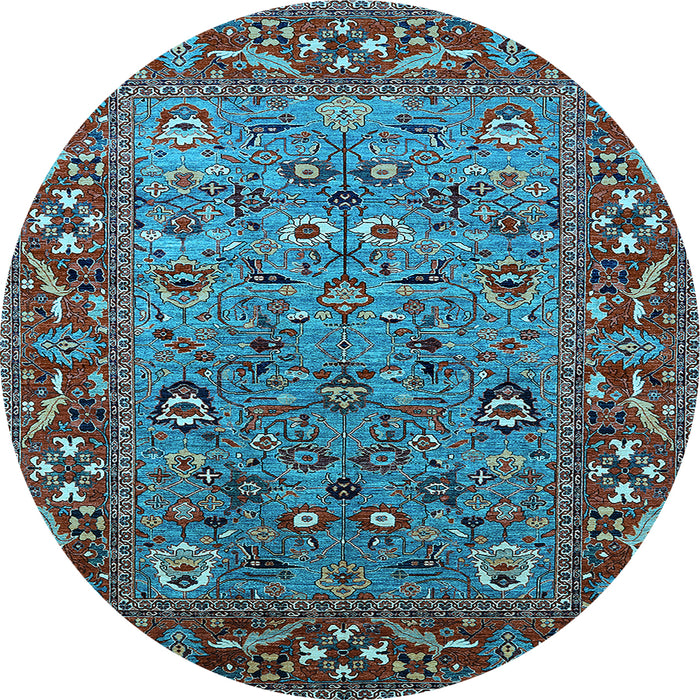 Round Oriental Light Blue Industrial Rug, urb2380lblu