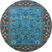 Round Oriental Light Blue Industrial Rug, urb2380lblu