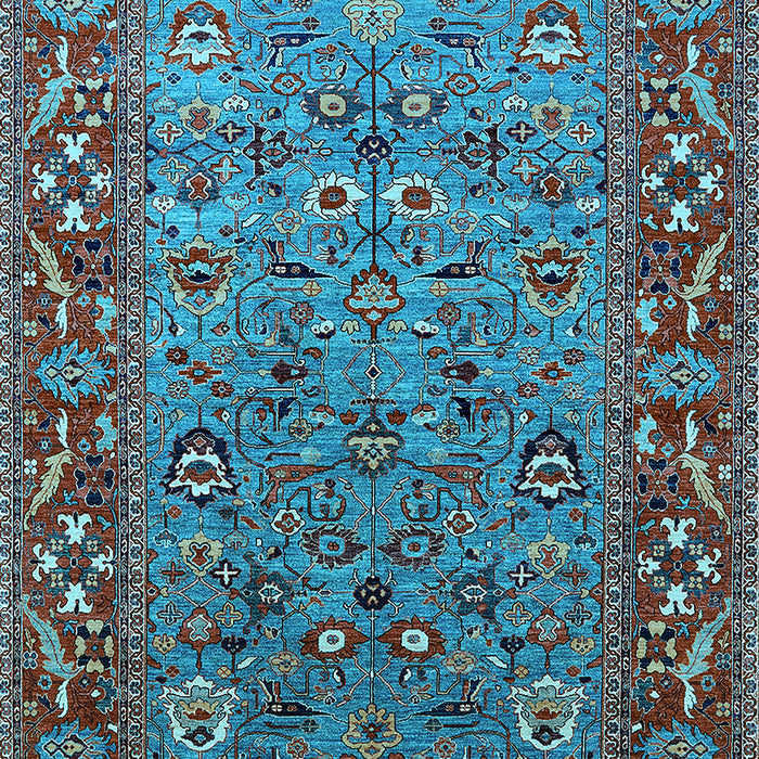 Machine Washable Oriental Light Blue Industrial Rug, wshurb2380lblu