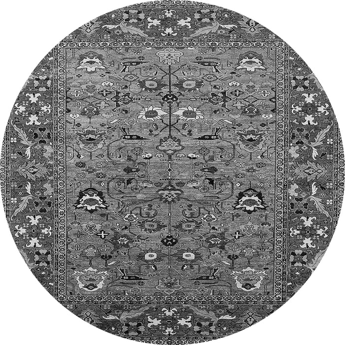 Round Machine Washable Oriental Gray Industrial Rug, wshurb2380gry