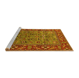 Sideview of Machine Washable Oriental Yellow Industrial Rug, wshurb2380yw