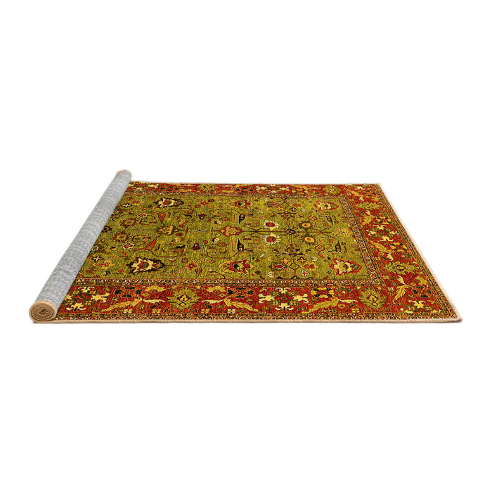 Sideview of Machine Washable Oriental Yellow Industrial Rug, wshurb2380yw