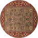 Round Oriental Brown Industrial Rug, urb2380brn