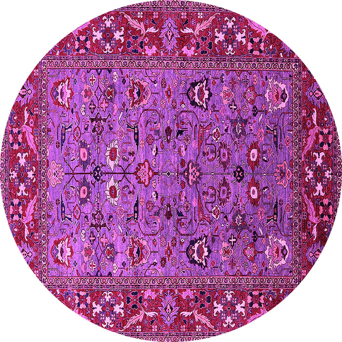 Round Machine Washable Oriental Pink Industrial Rug, wshurb2380pnk