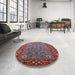 Round Machine Washable Industrial Modern Gunmetal Gray Rug in a Office, wshurb2380