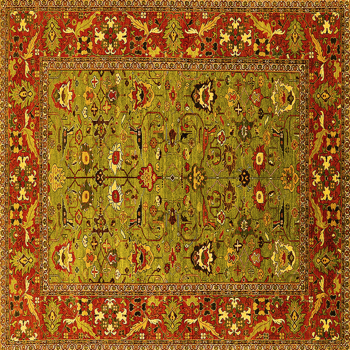 Square Machine Washable Oriental Yellow Industrial Rug, wshurb2380yw