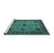 Sideview of Machine Washable Oriental Turquoise Industrial Area Rugs, wshurb2381turq