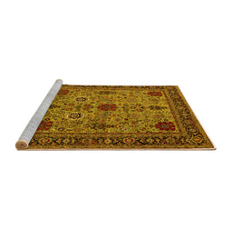 Sideview of Machine Washable Oriental Yellow Industrial Rug, wshurb2381yw