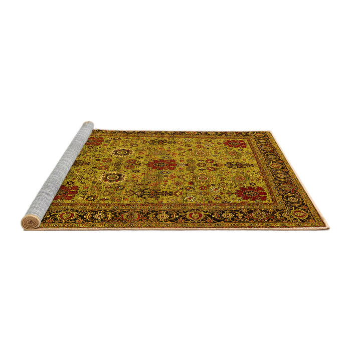 Sideview of Machine Washable Oriental Yellow Industrial Rug, wshurb2381yw