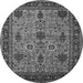 Round Machine Washable Oriental Gray Industrial Rug, wshurb2381gry