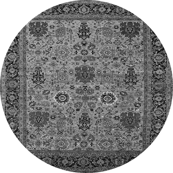 Round Oriental Gray Industrial Rug, urb2381gry